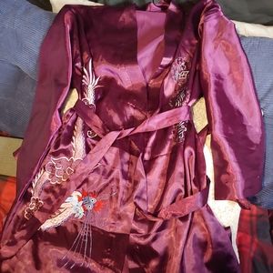 Silky purple kimono robe